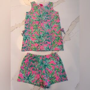 Lilly Pulitzer Girls Mini Donna Set Pink Hangin Around Set Large 8-10